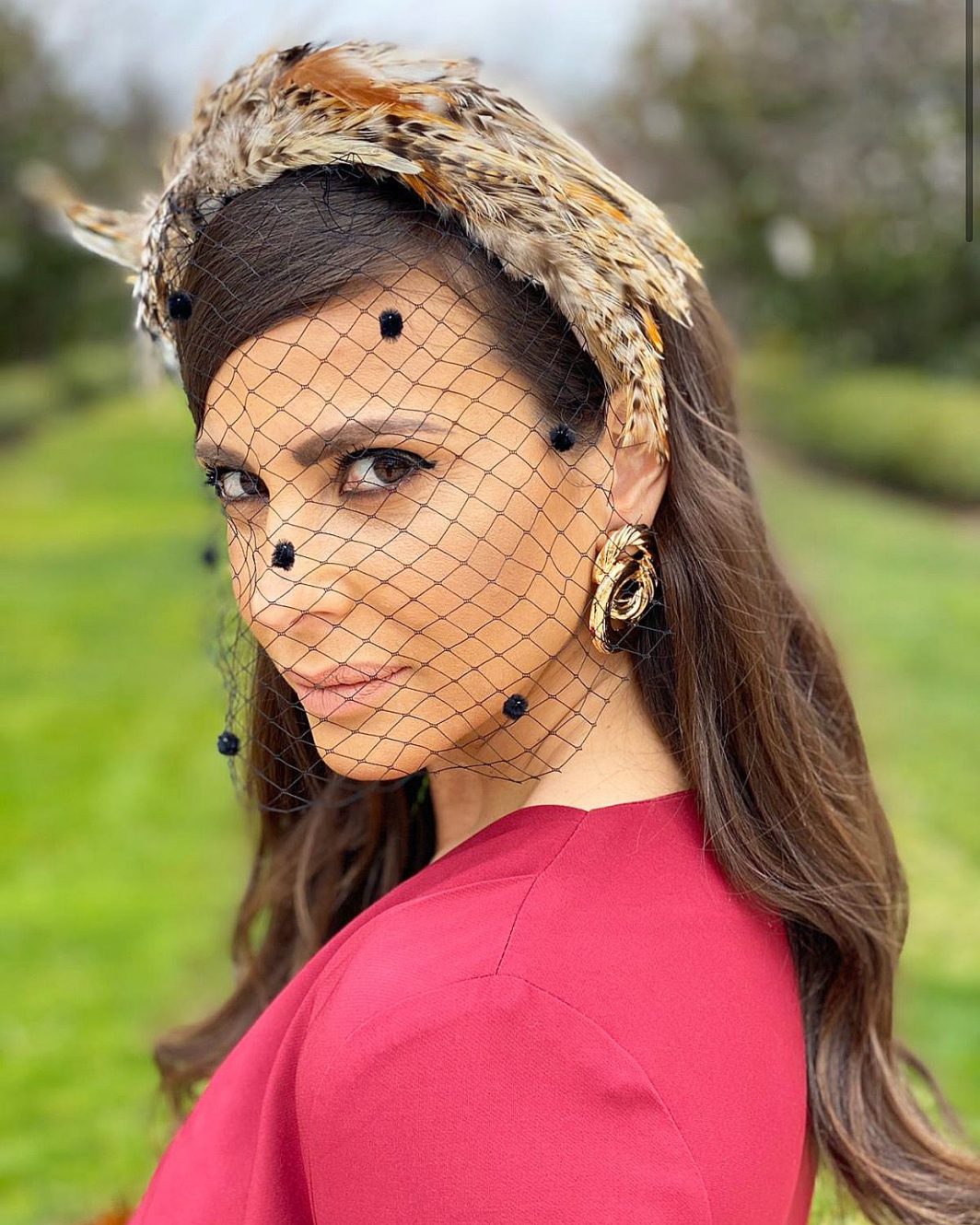 Diadema plumas RED